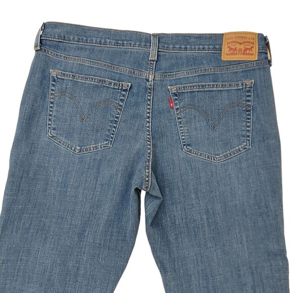 Levi's Boyfriend Jeans Womens 32x27 Blue Tapered Mid Rise Distressed Stretch - Picture 6 of 9
